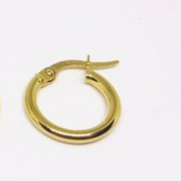 NEW Round 14 mm Gold Hoop Earrings Real 10K Yellow Gold Hoops! Stamped 10K - Picture 3 of 3